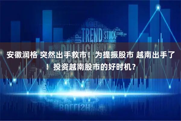 安徽润格 突然出手救市！为提振股市 越南出手了！投资越南股市的好时机？