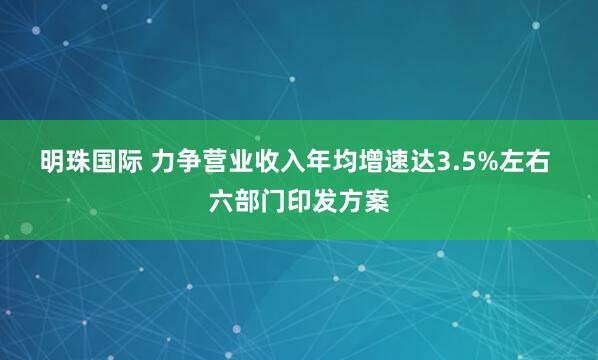 明珠国际 力争营业收入年均增速达3.5%左右 六部门印发方案
